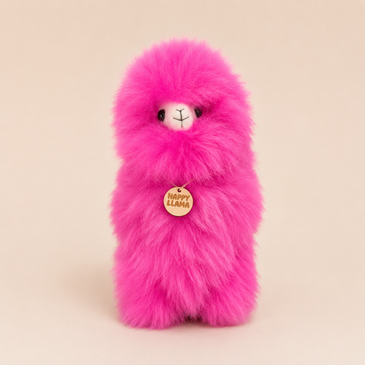 Hot Pink large baby alpaca llama handmade in Peru