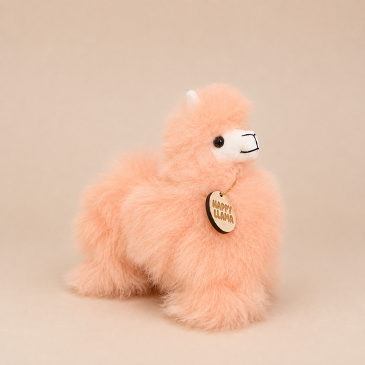 Peach Blush mini handmade baby alpaca llama side view