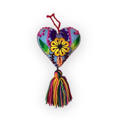 Hand-Embroidered Valentine Heart - One of a Kind🩵