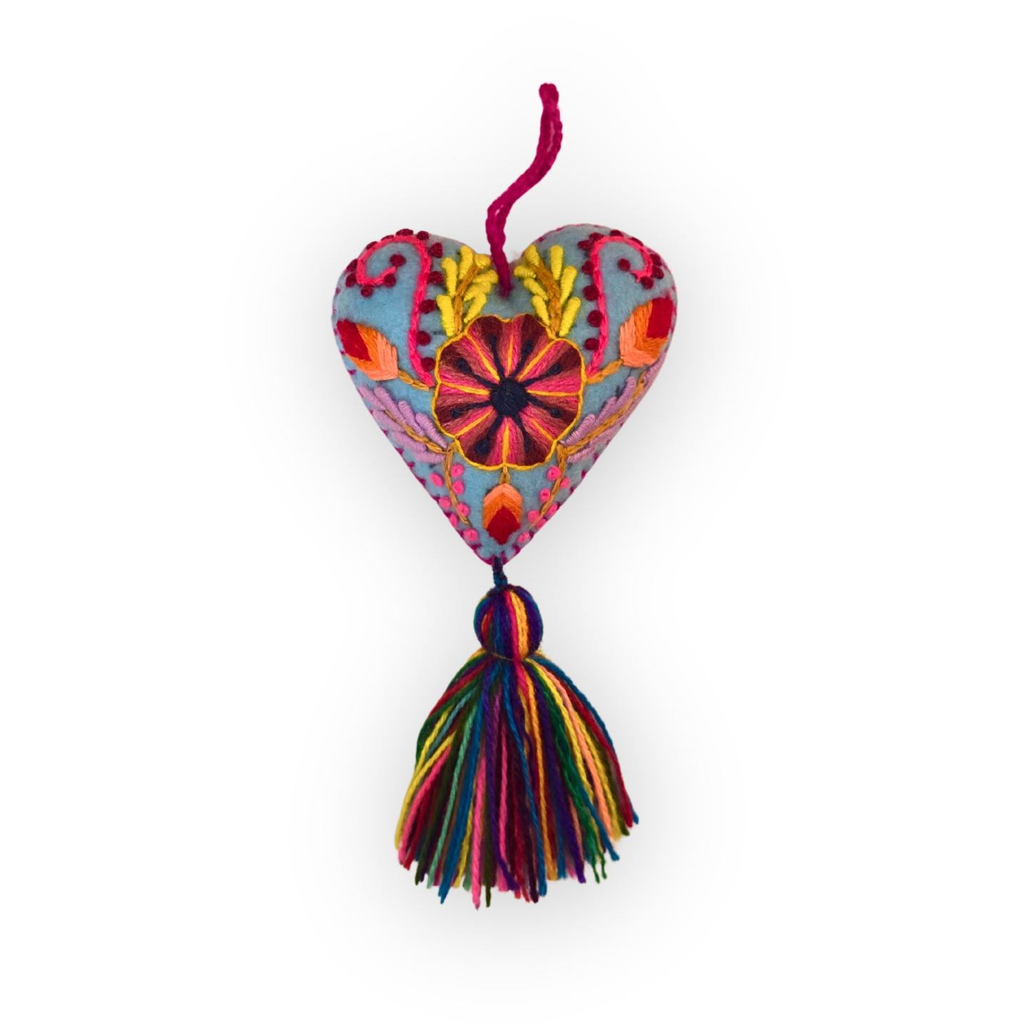 Hand-Embroidered Valentine Heart - One of a Kind🩵