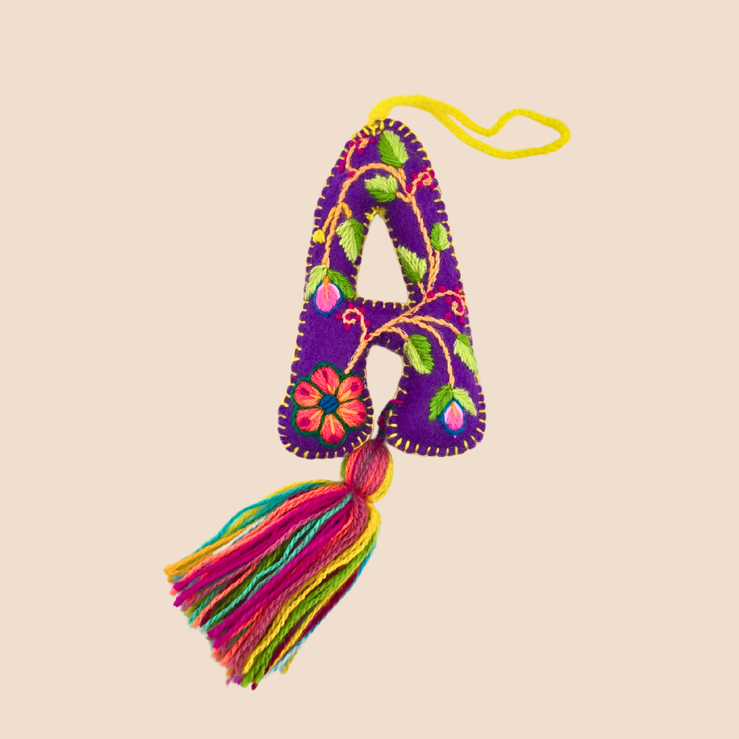 Hand-Embroidered Felt Letters – Colorful Andean Style