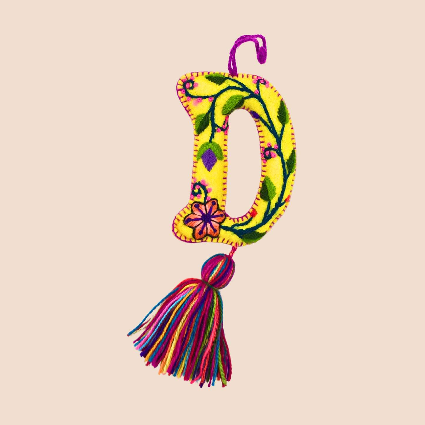 Hand-Embroidered Felt Letters – Colorful Andean Style