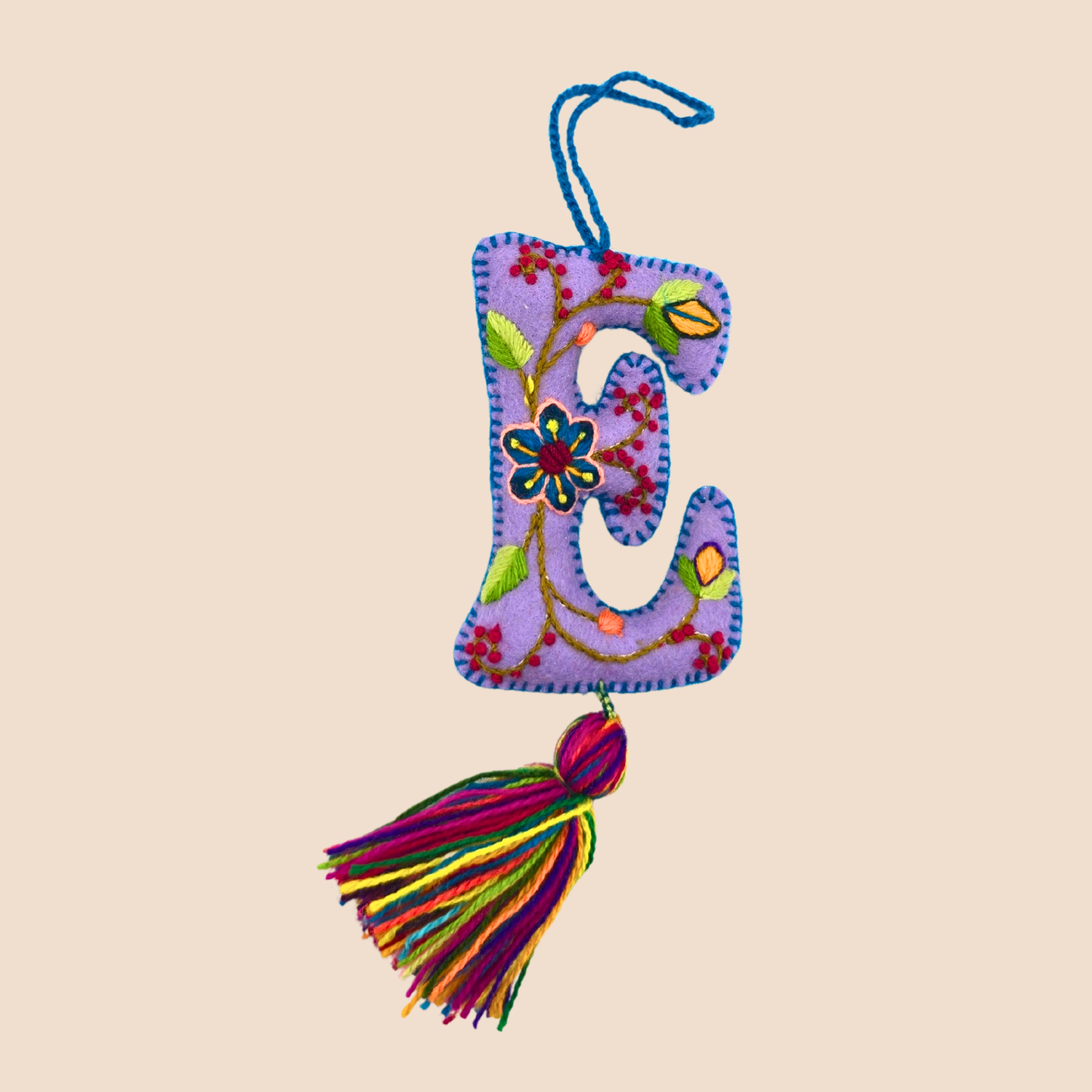 Hand-Embroidered Felt Letters – Colorful Andean Style