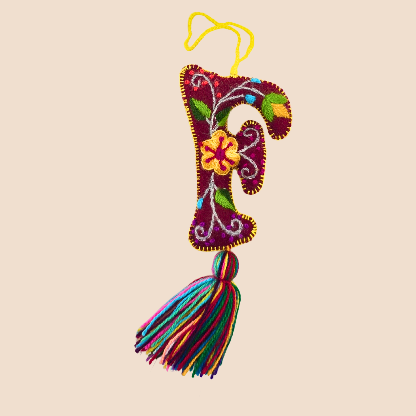 Hand-Embroidered Felt Letters – Colorful Andean Style