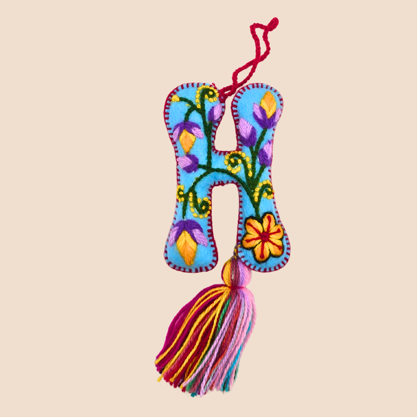 Hand-Embroidered Felt Letters – Colorful Andean Style