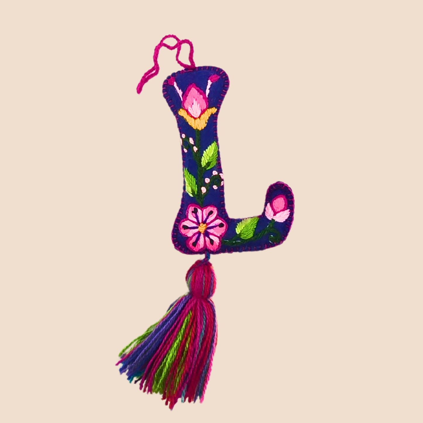 Hand-Embroidered Felt Letters – Colorful Andean Style