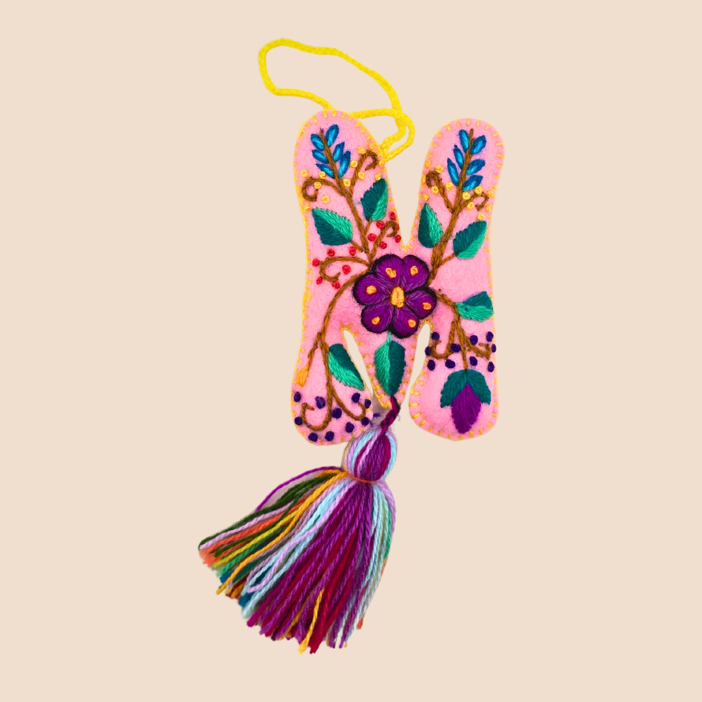 Hand-Embroidered Felt Letters – Colorful Andean Style