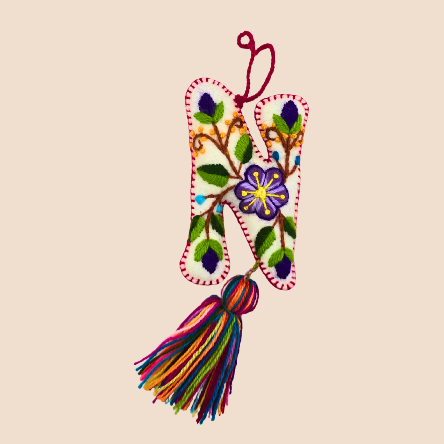 Hand-Embroidered Felt Letters – Colorful Andean Style