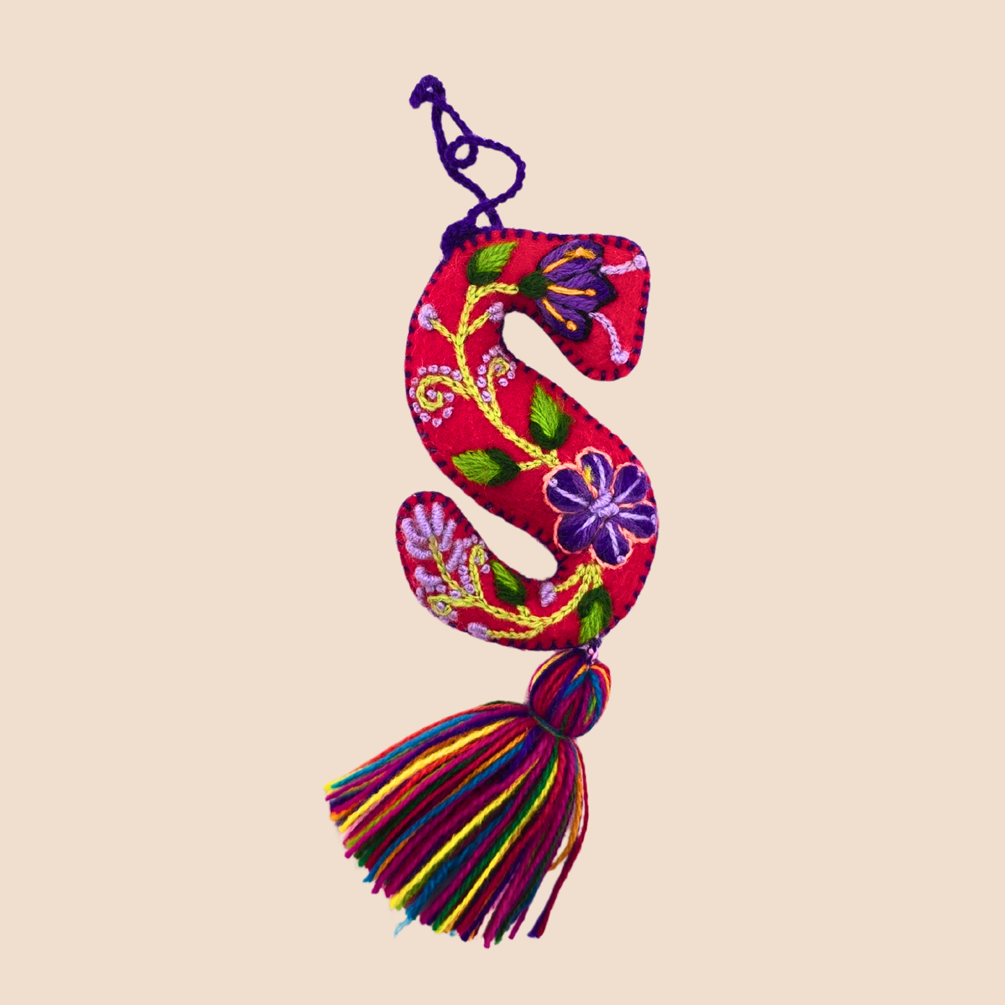 Hand-Embroidered Felt Letters – Colorful Andean Style