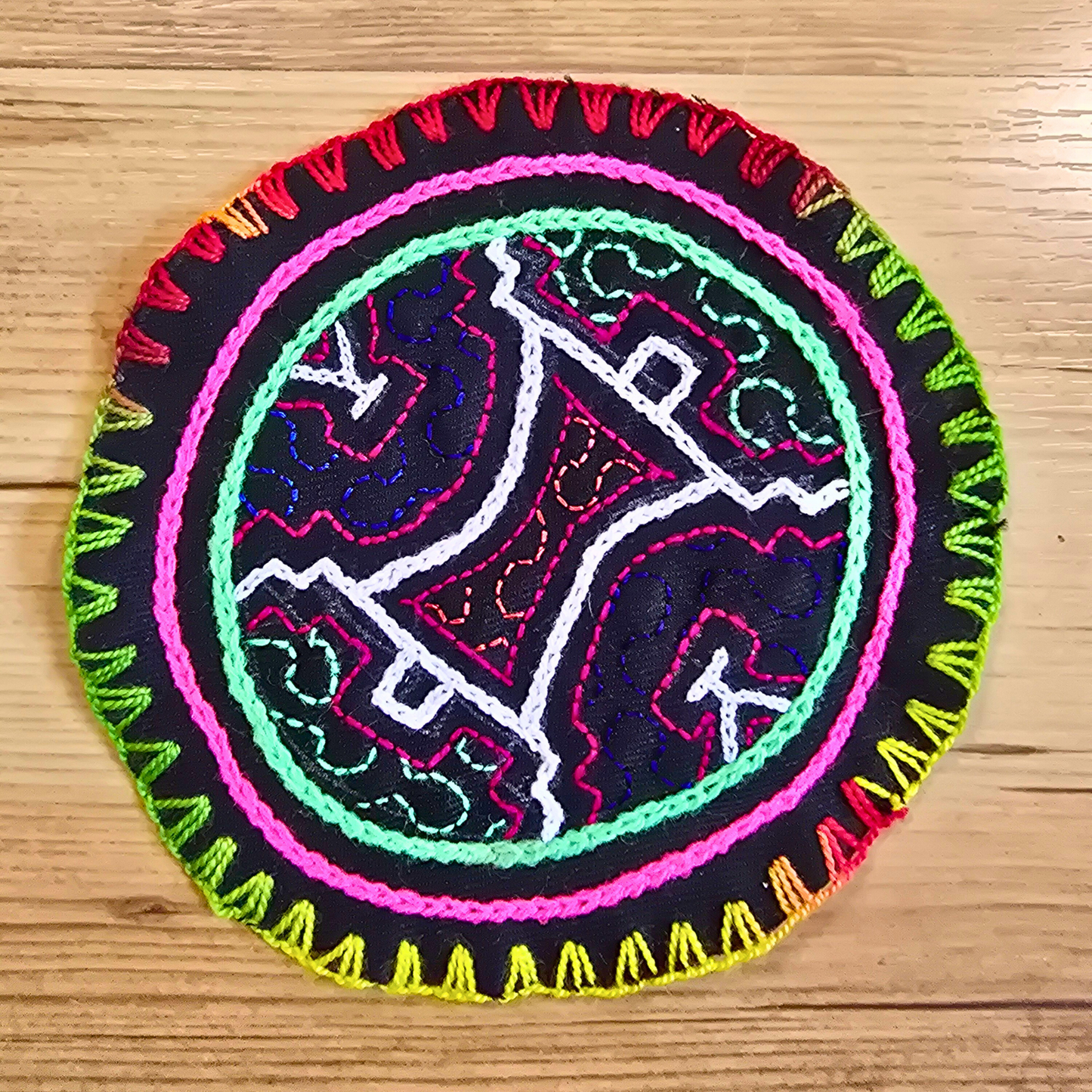 Shipibo Textile Altar – Rustic Wall