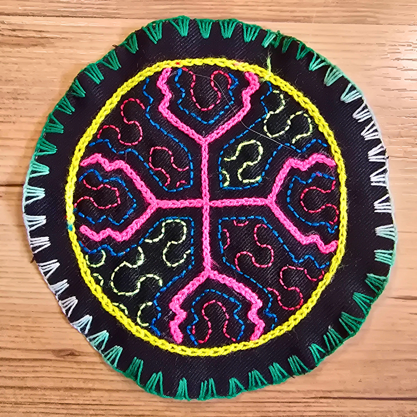 Shipibo Textile Altar – Rustic Wall