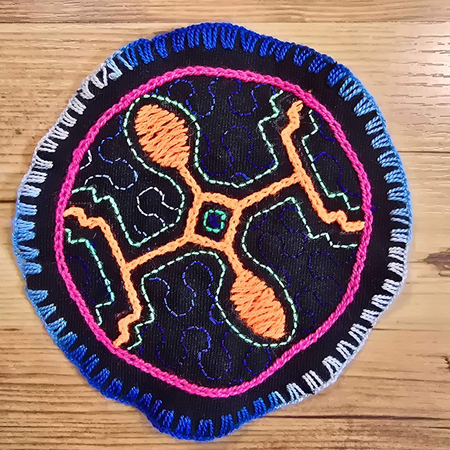 Shipibo Textile Altar – Rustic Wall