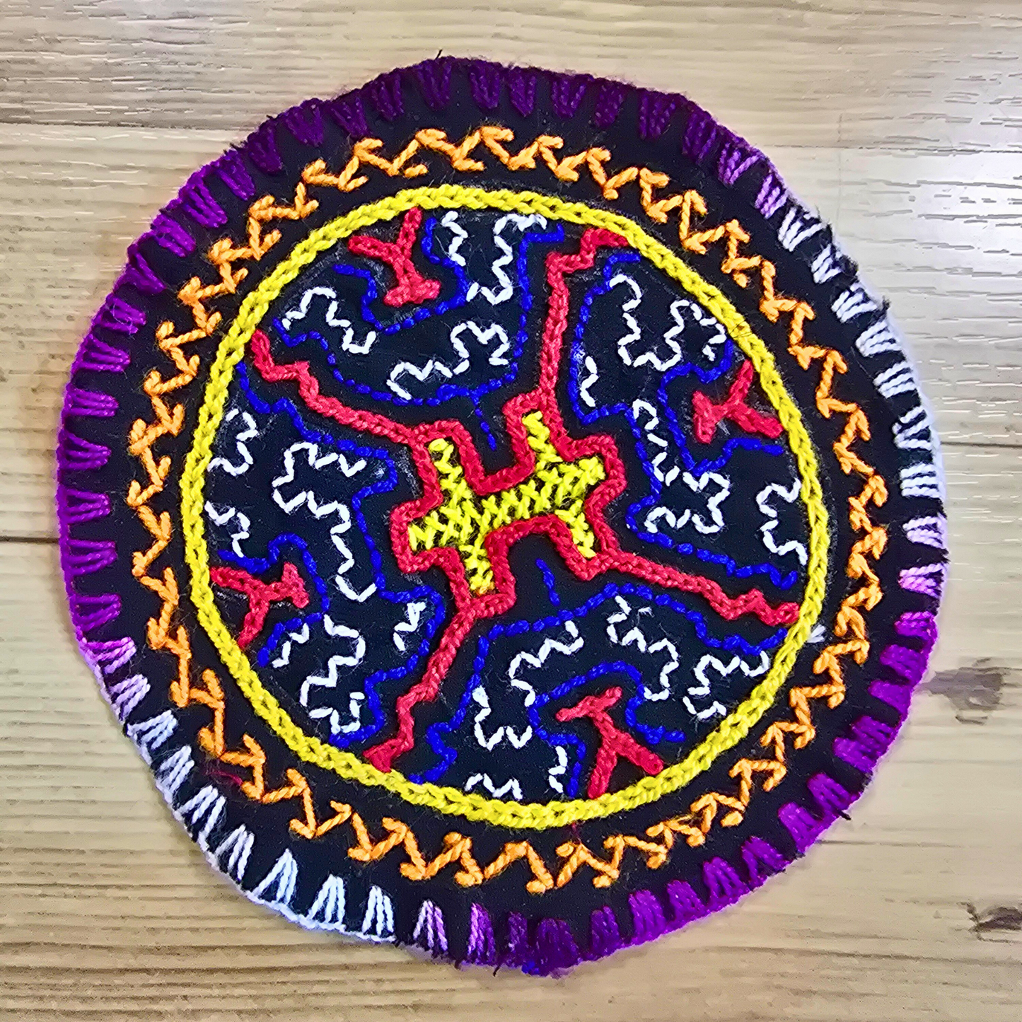 Shipibo Textile Altar – Rustic Wall