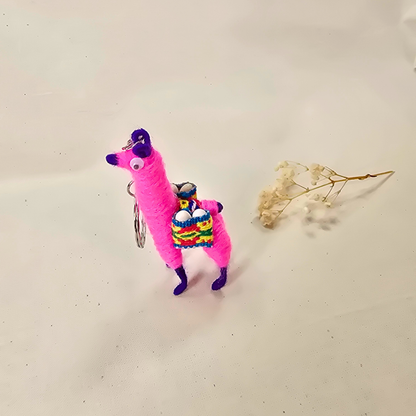 Mini Handmade Llama Keychain – Andean Style
