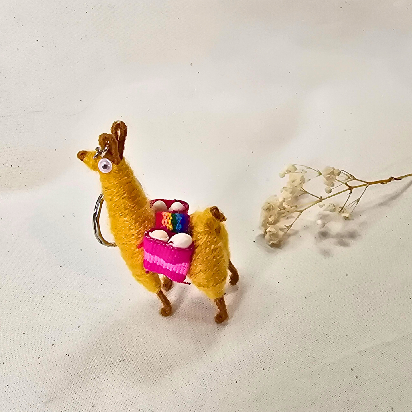 Mini Handmade Llama Keychain – Andean Style