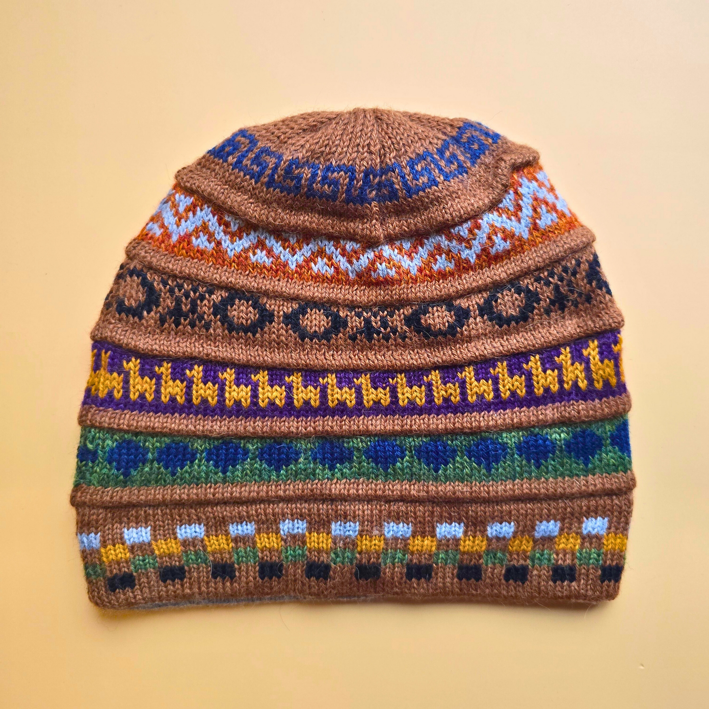 Reversible Alpaca Beanie – Handmade Andean Knit Hat