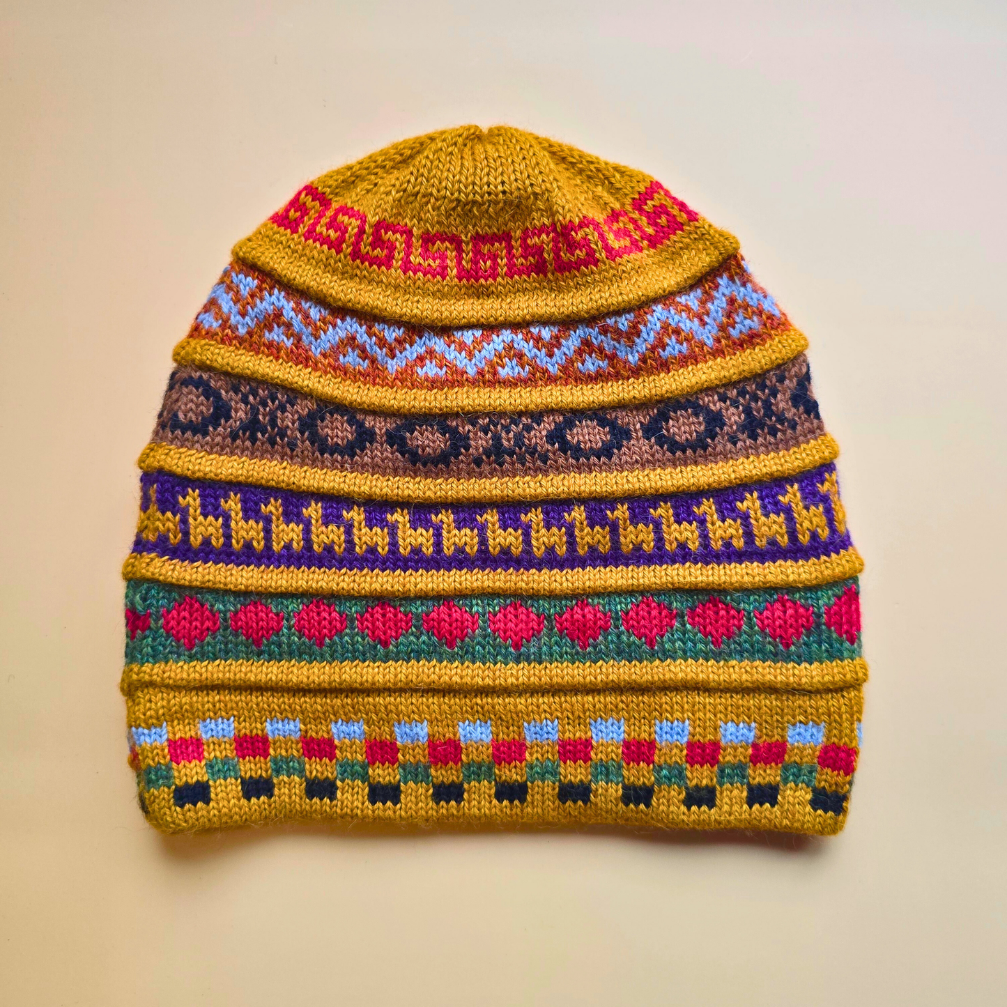 Reversible Alpaca Beanie – Handmade Andean Knit Hat