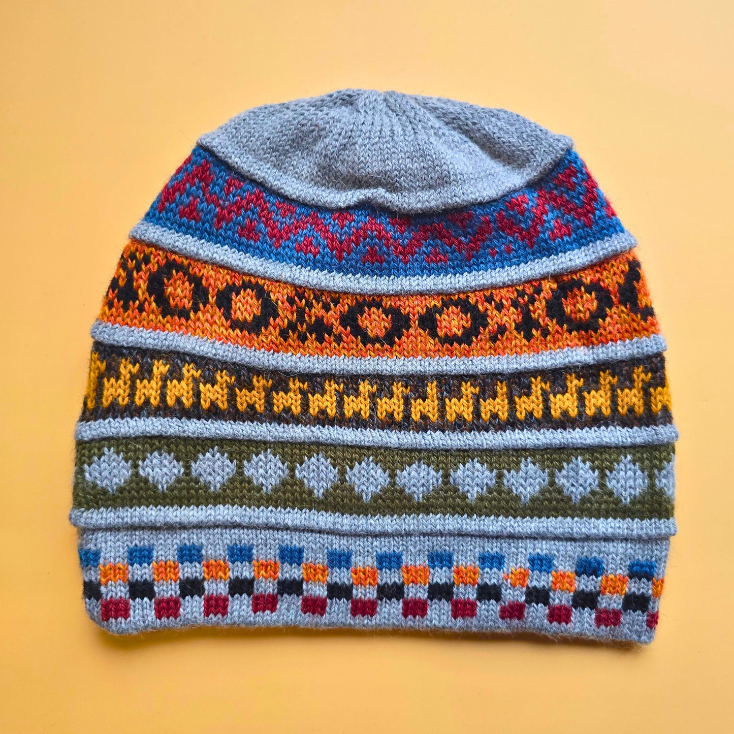 Reversible Alpaca Beanie – Handmade Andean Knit Hat
