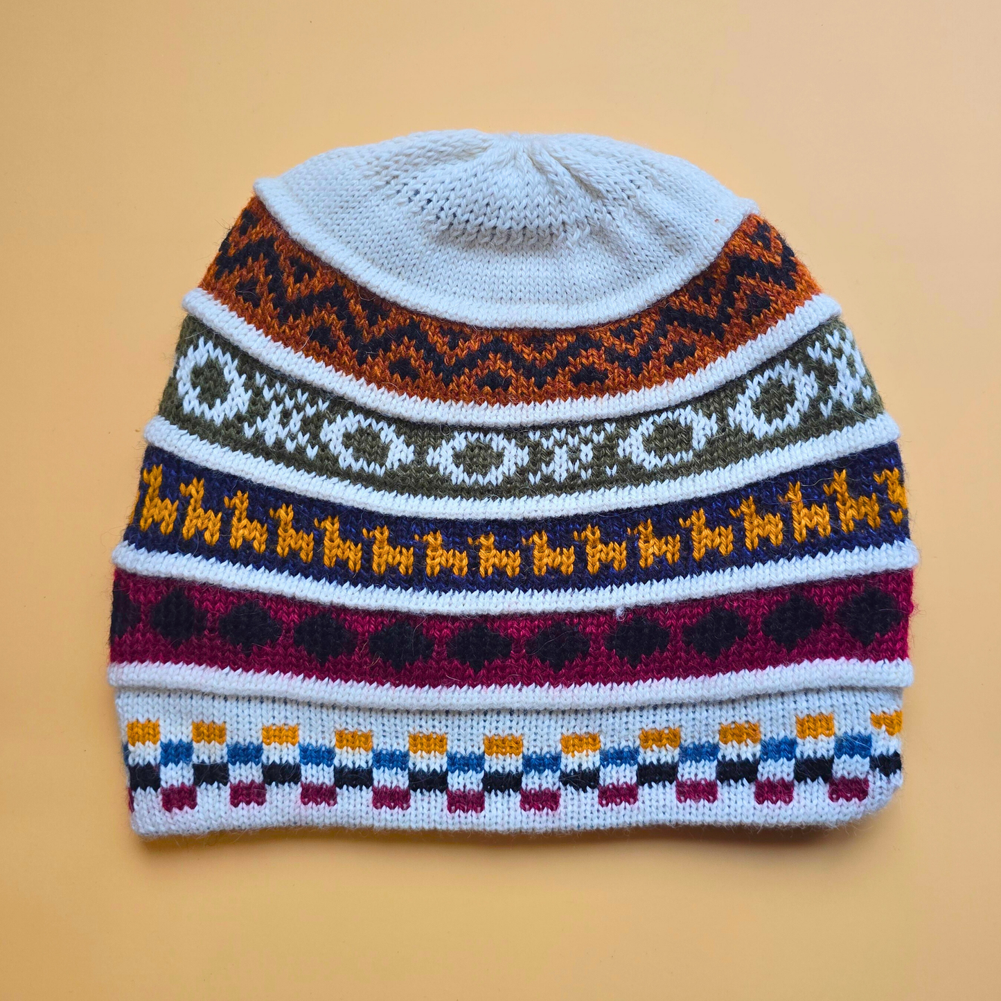 Reversible Alpaca Beanie – Handmade Andean Knit Hat
