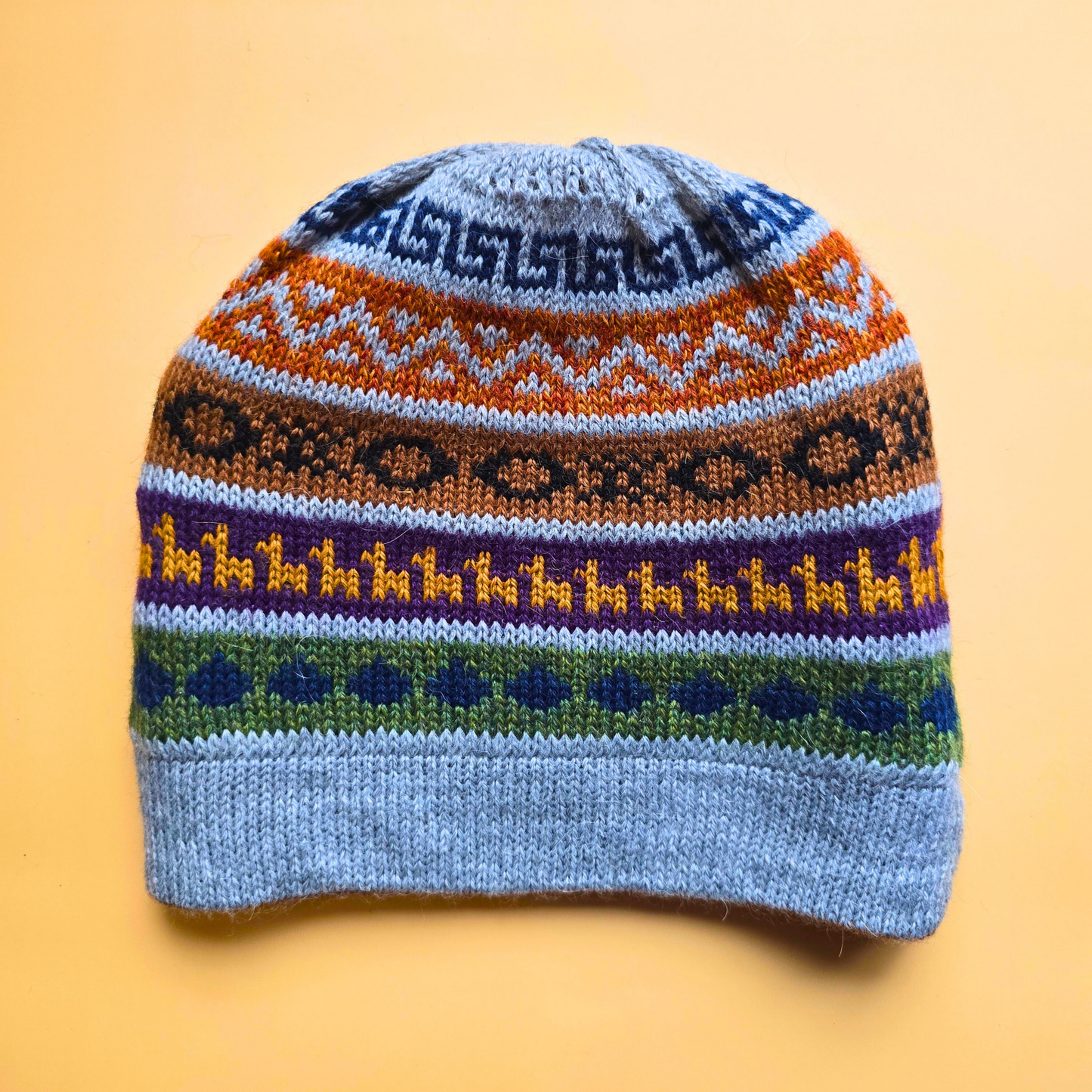 Reversible Alpaca Beanie – Handmade Andean Knit Hat