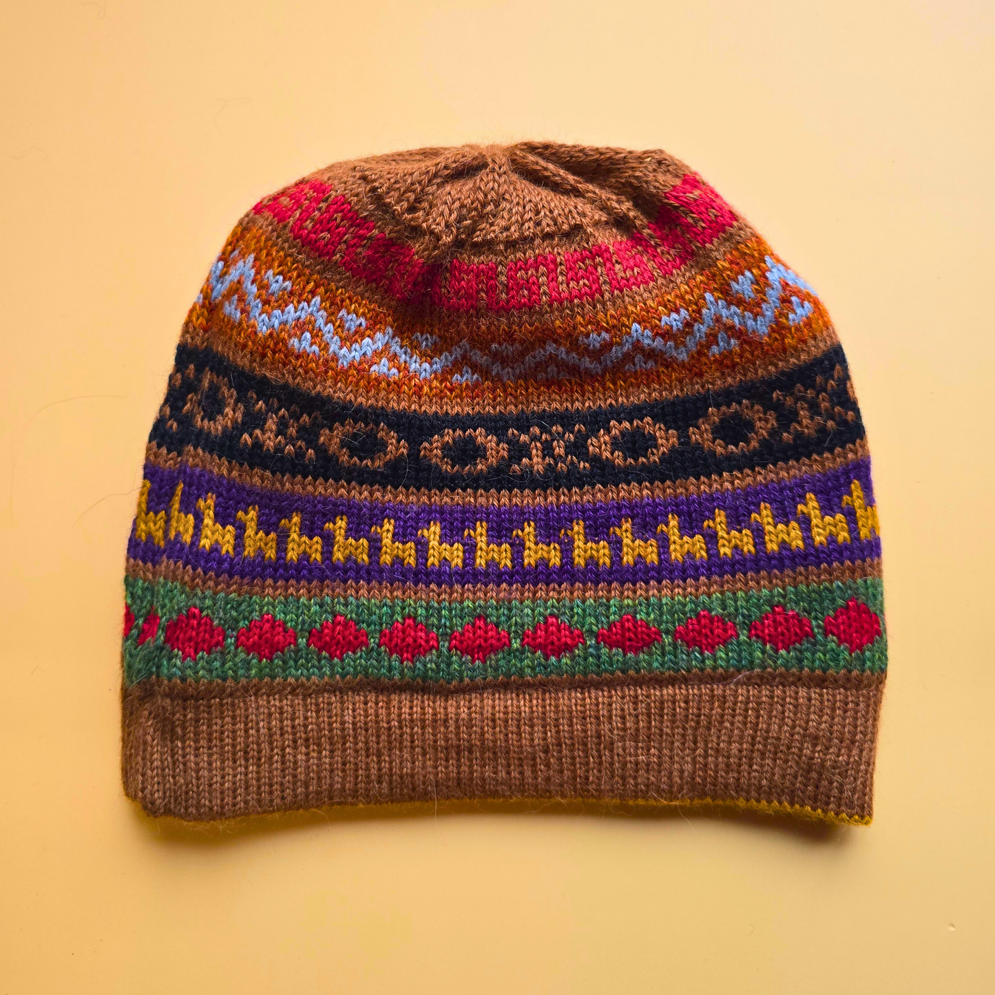 Reversible Alpaca Beanie – Handmade Andean Knit Hat