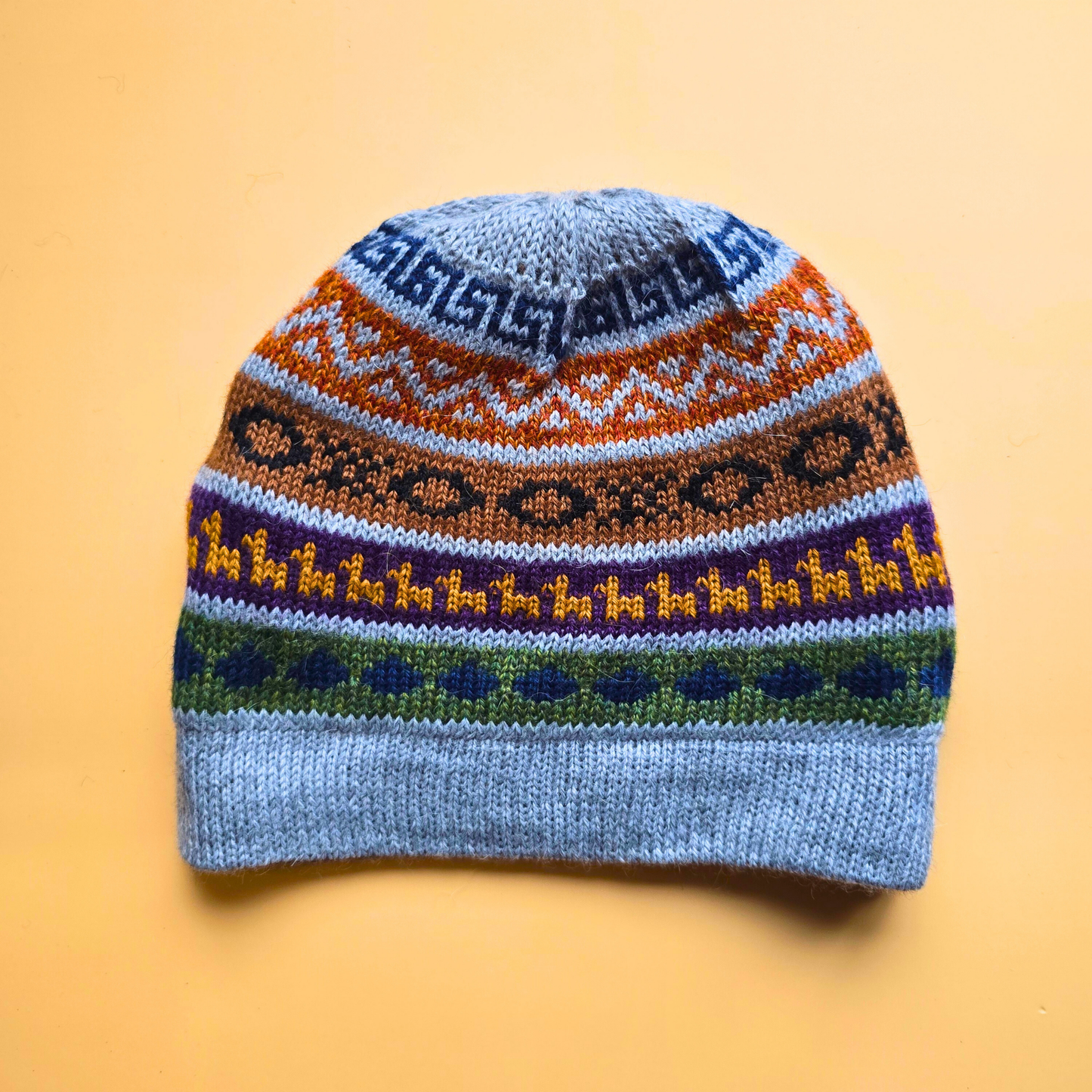 Reversible Alpaca Beanie – Handmade Andean Knit Hat