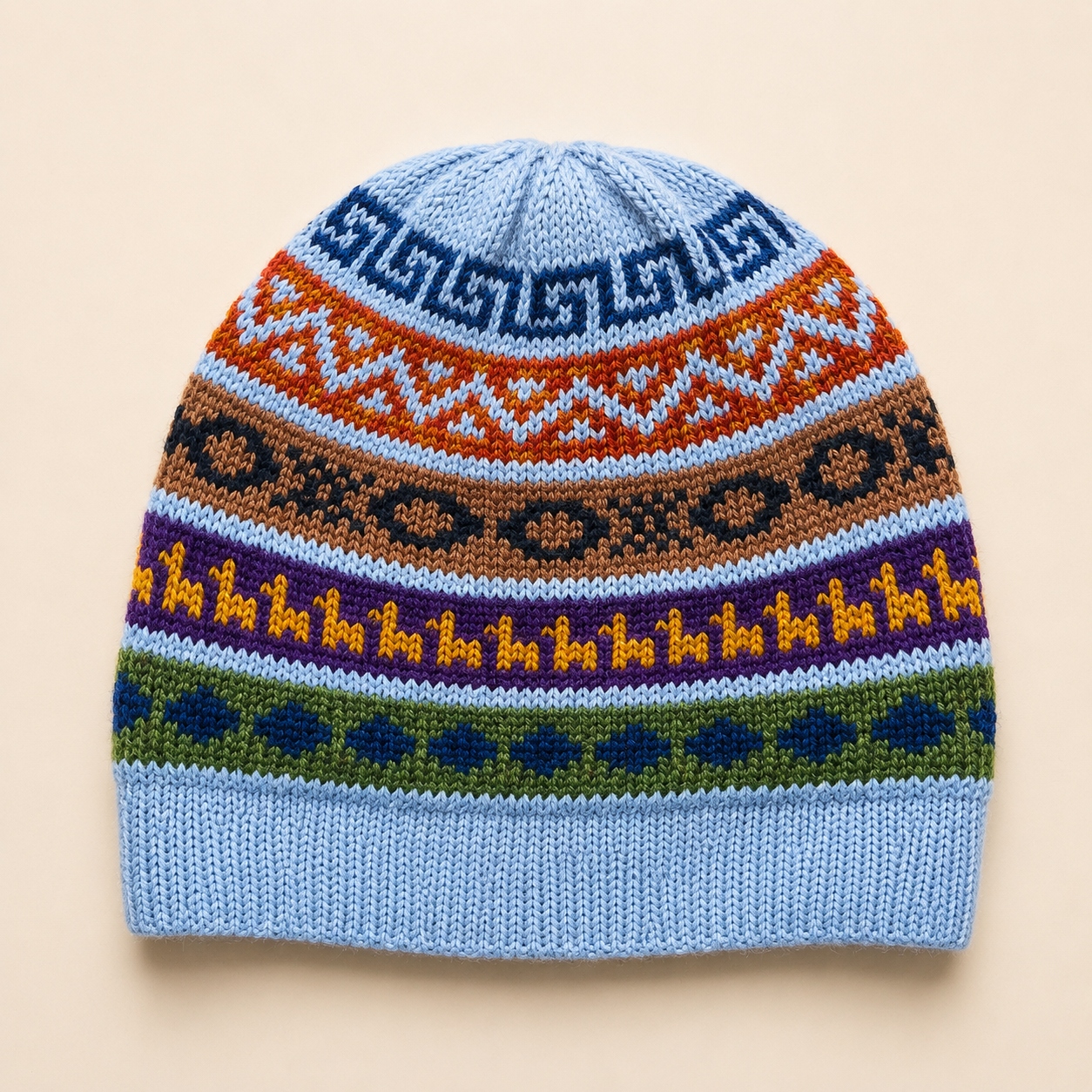 Inca Night grey side of reversible alpaca beanie handmade in Peru