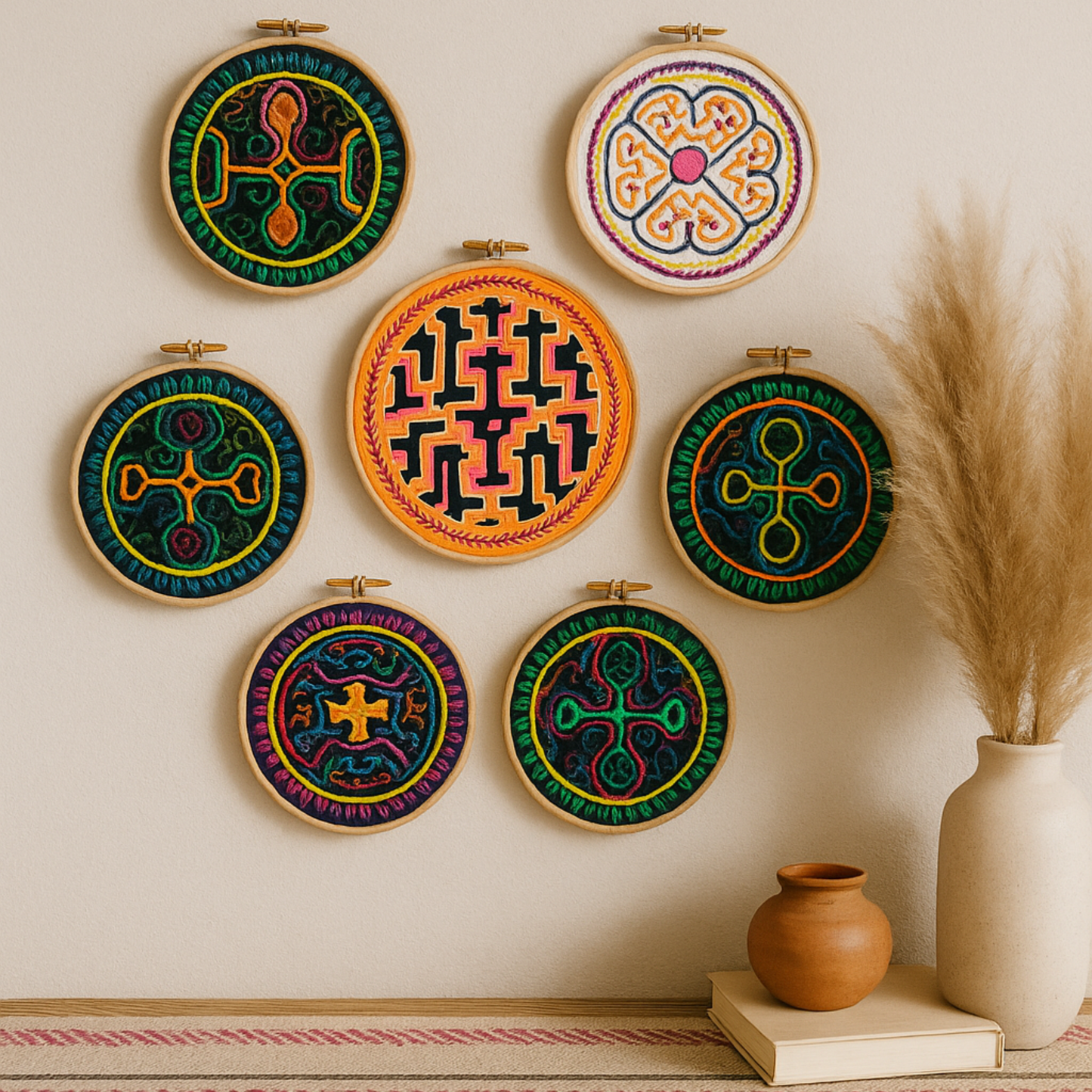Shipibo Textile Altar – Rustic Wall