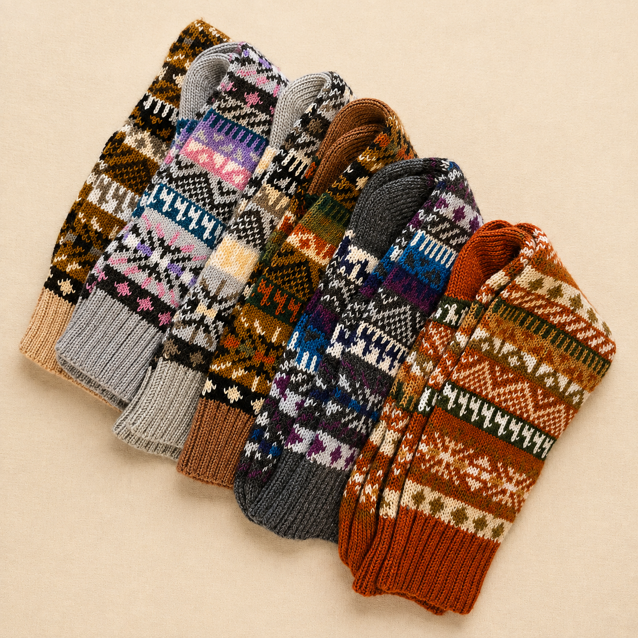 Andean alpaca and wool socks in assorted colours handmade in Peru
