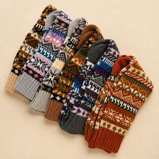 Andean alpaca and wool socks in assorted colours handmade in Peru