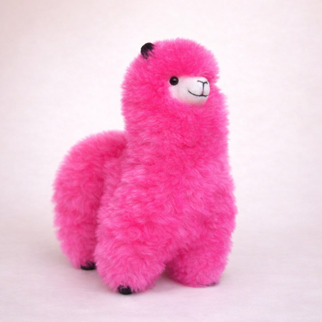Andean Blossom tall pink alpaca llama handcrafted in Peru
