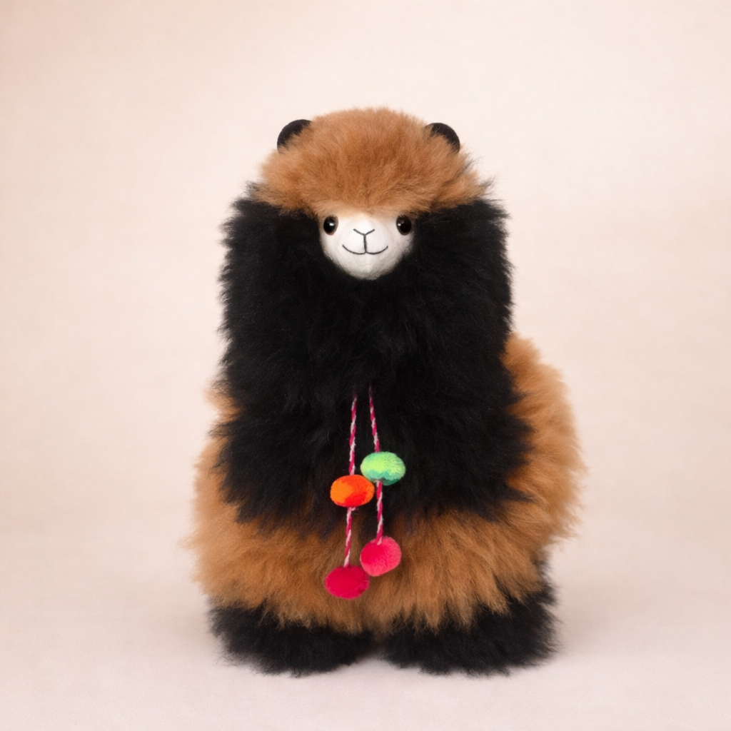 Andes Signature large baby alpaca llama in Natural Mocha Noir – handmade in Peru