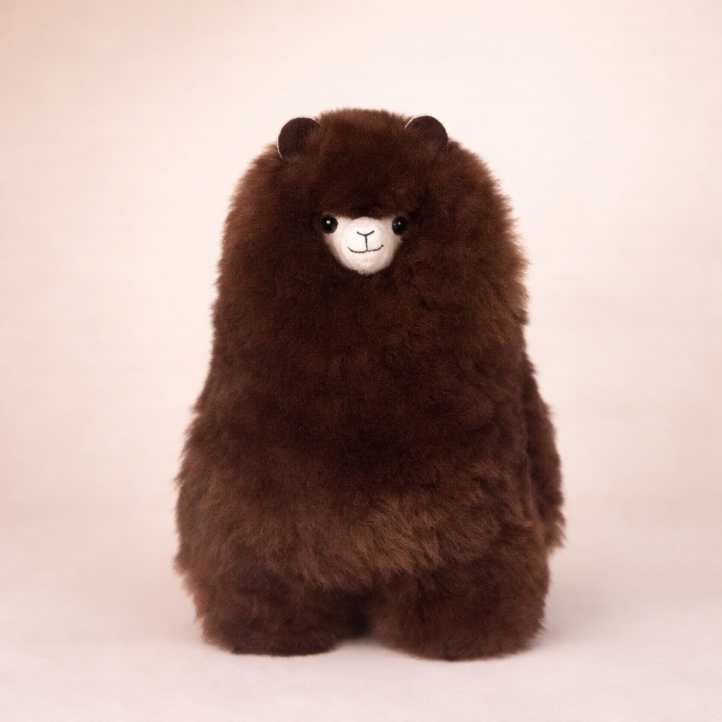 Large natural dark cocoa baby alpaca llama handmade in Peru – Andes Signature