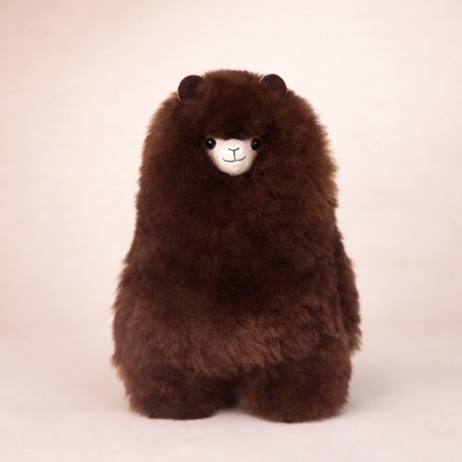 Large natural dark cocoa baby alpaca llama handmade in Peru – Andes Signature