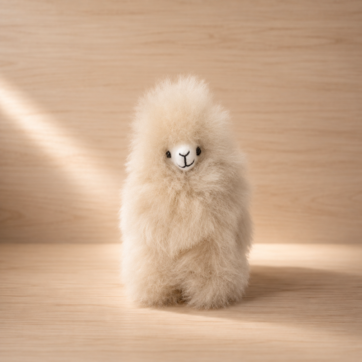 Small Andes Signature baby alpaca llama in Natural Cream, handcrafted in Peru