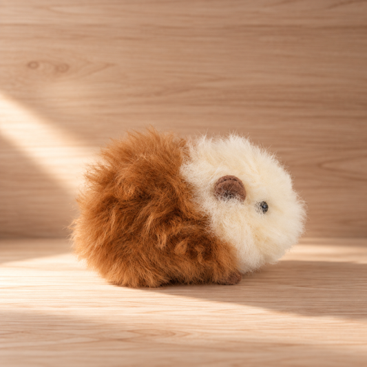 Brown and cream baby alpaca guinea pig handmade in Peru