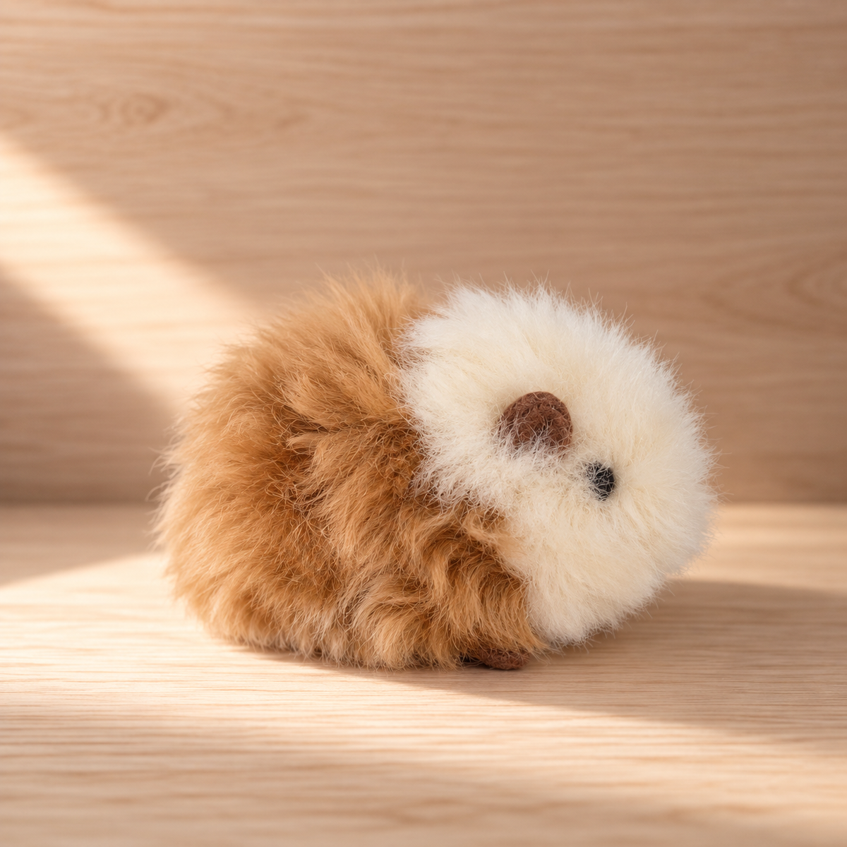 Caramel and cream baby alpaca guinea pig handmade in Peru