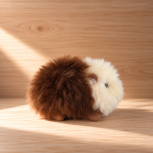 Dark brown and cream baby alpaca guinea pig handmade in Peru