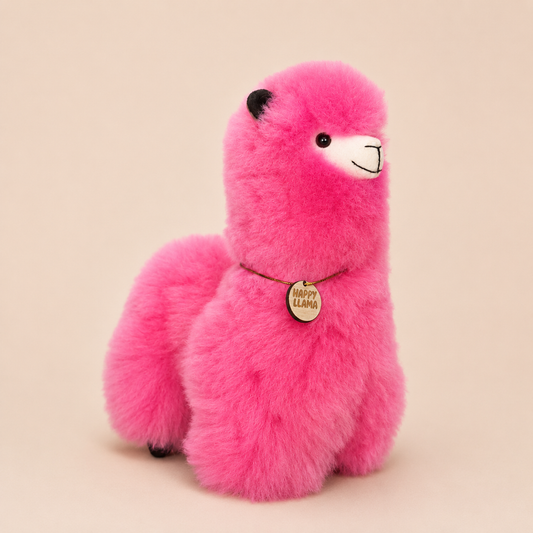 Blossom Pink large handmade baby alpaca llama side view