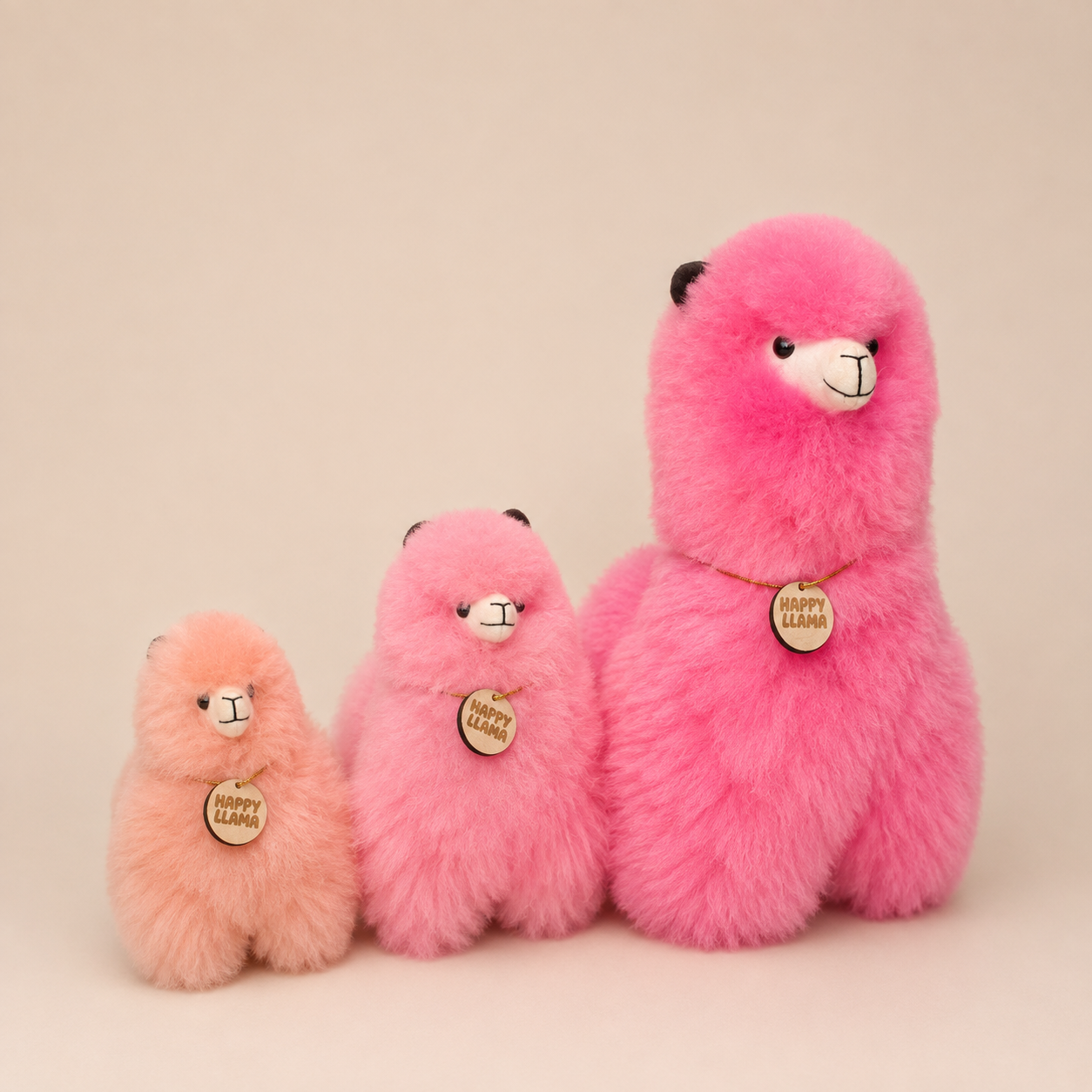 Blossom Pink baby alpaca llamas in different sizes