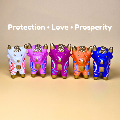 Colourful Torito de Pucará collection representing protection, love and prosperity