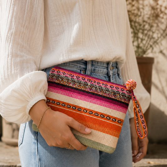 Handwoven Peruvian Pouch | Handmade Cosmetic & Travel Bag | Happy Llama Ireland