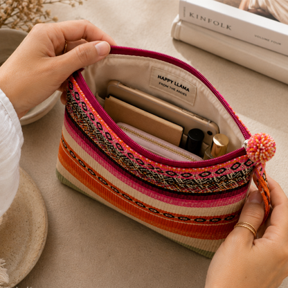 Handwoven Peruvian Pouch | Handmade Cosmetic & Travel Bag | Happy Llama Ireland