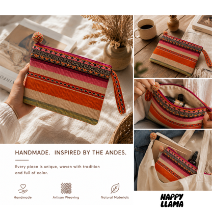Handwoven Peruvian Pouch | Handmade Cosmetic & Travel Bag | Happy Llama Ireland