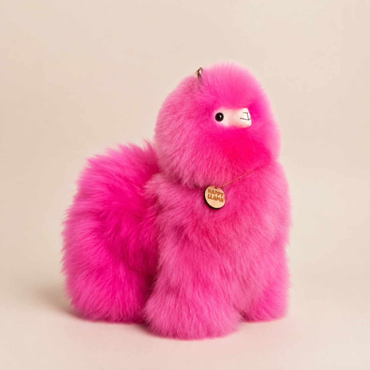 Hot Pink large handmade baby alpaca llama side view