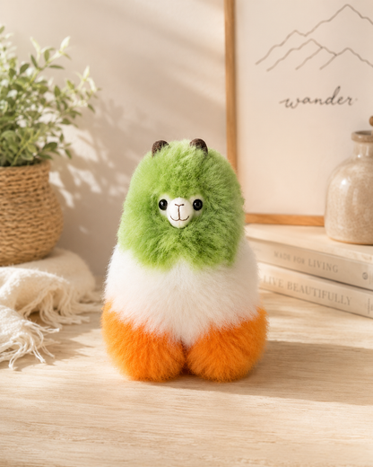 Irish Colours Small Llama handmade from baby alpaca fibre displayed as home decor