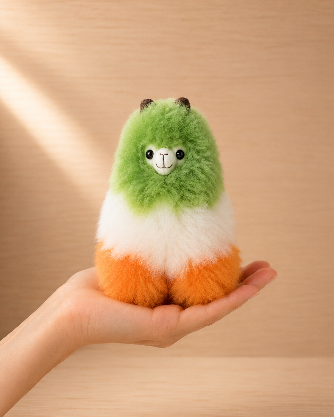 Irish Colours Small Llama approx. 18 cm shown in hand for size reference