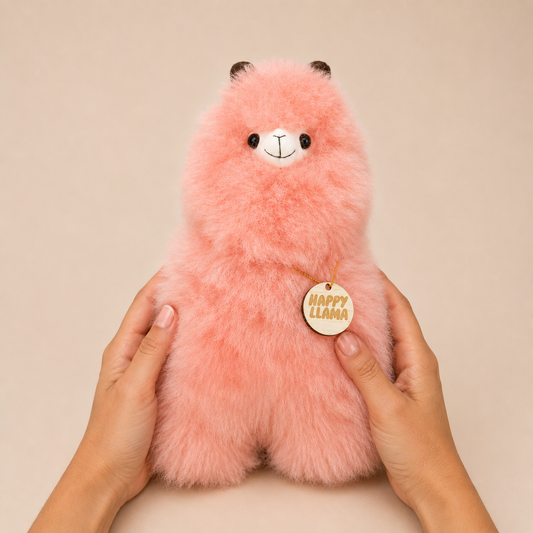Peach Blush large pink baby alpaca llama handmade in Peru