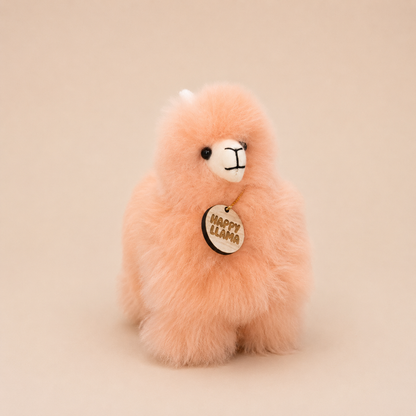 Peach Blush mini handmade baby alpaca llama front view