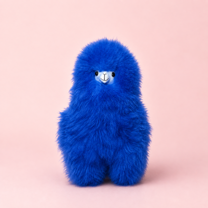 Large Electric Blue baby alpaca llama handcrafted in Peru